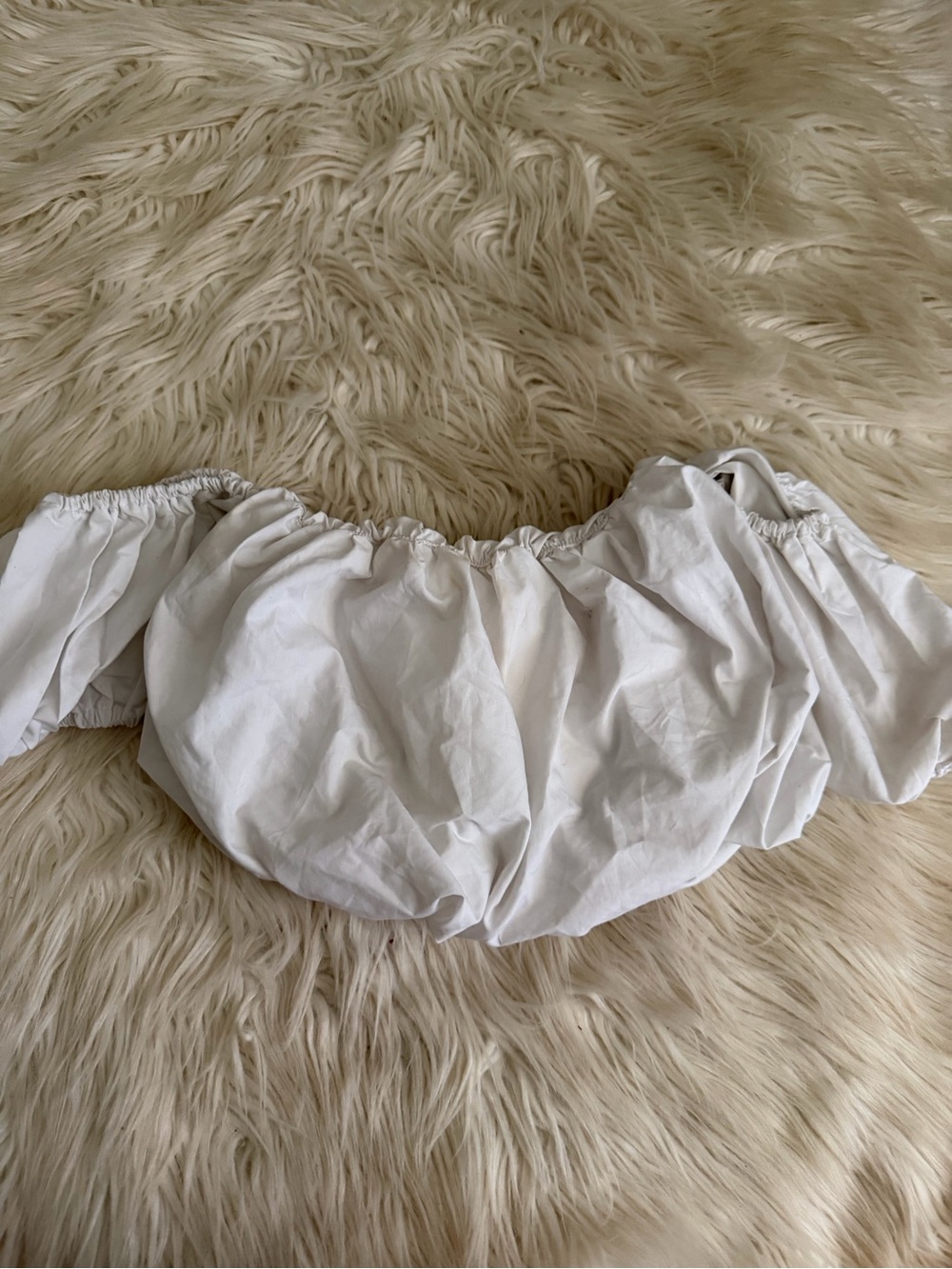 Girls White Elastic Waist Top